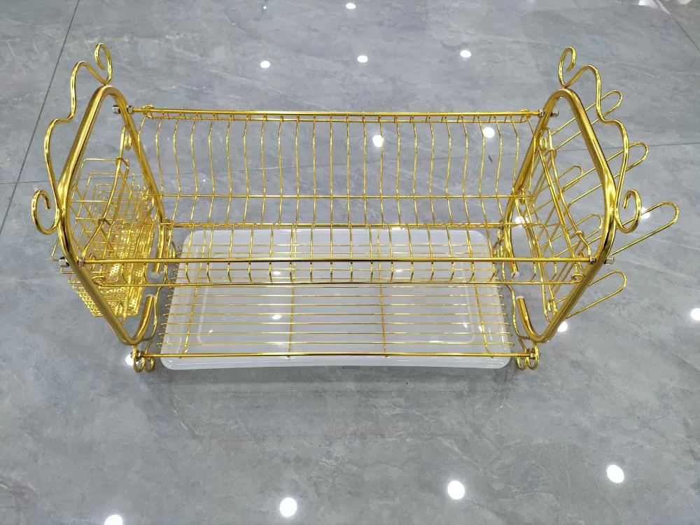 KD-6603,大号方形2层碗架 黄金色