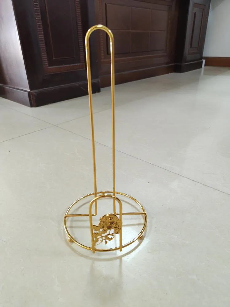 JS037,玫瑰花纸巾架 电泳金