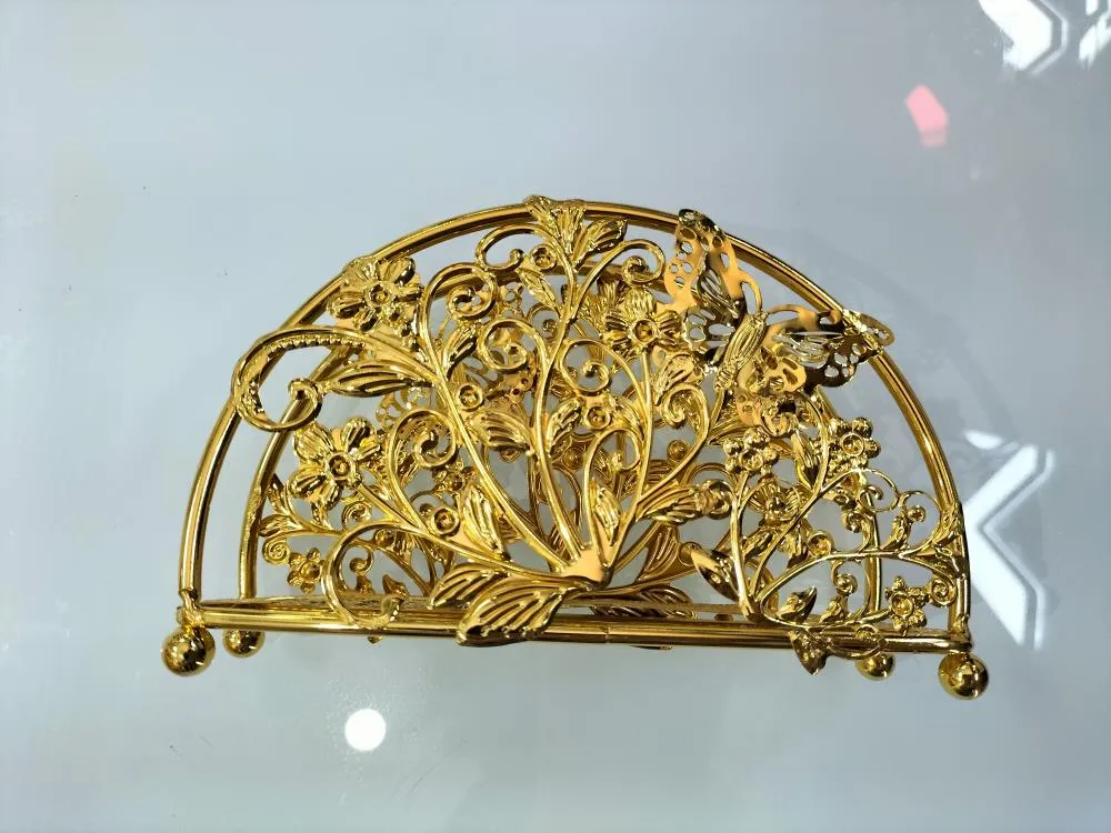 JS044,花边餐巾夹 电泳金