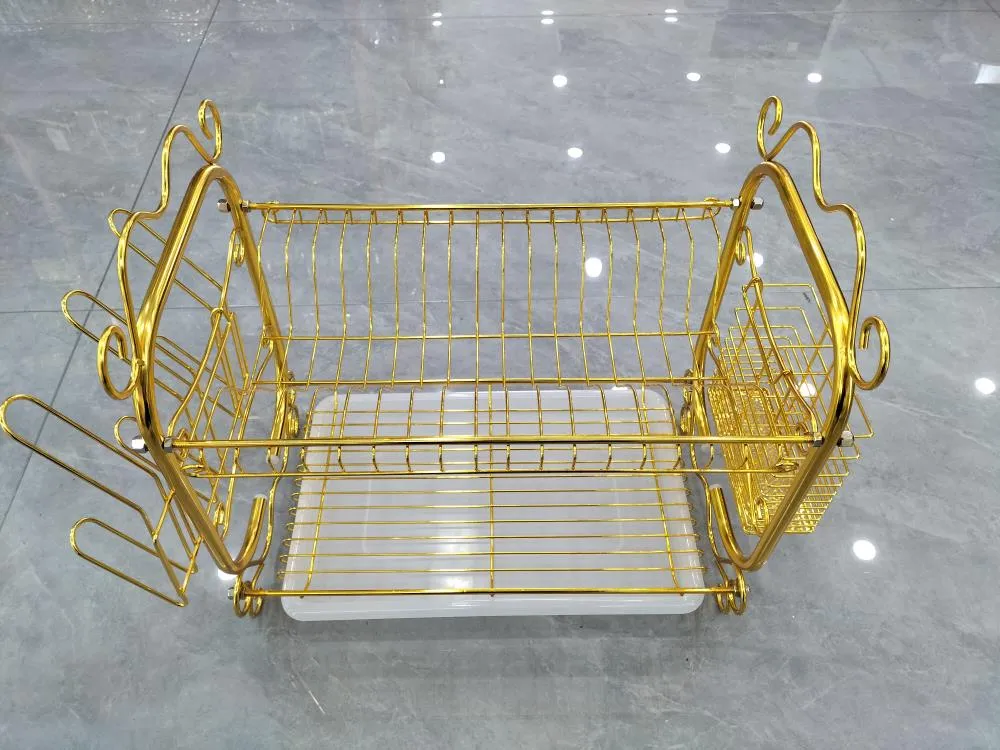 KD-6602,小号方形2层碗架 黄金色