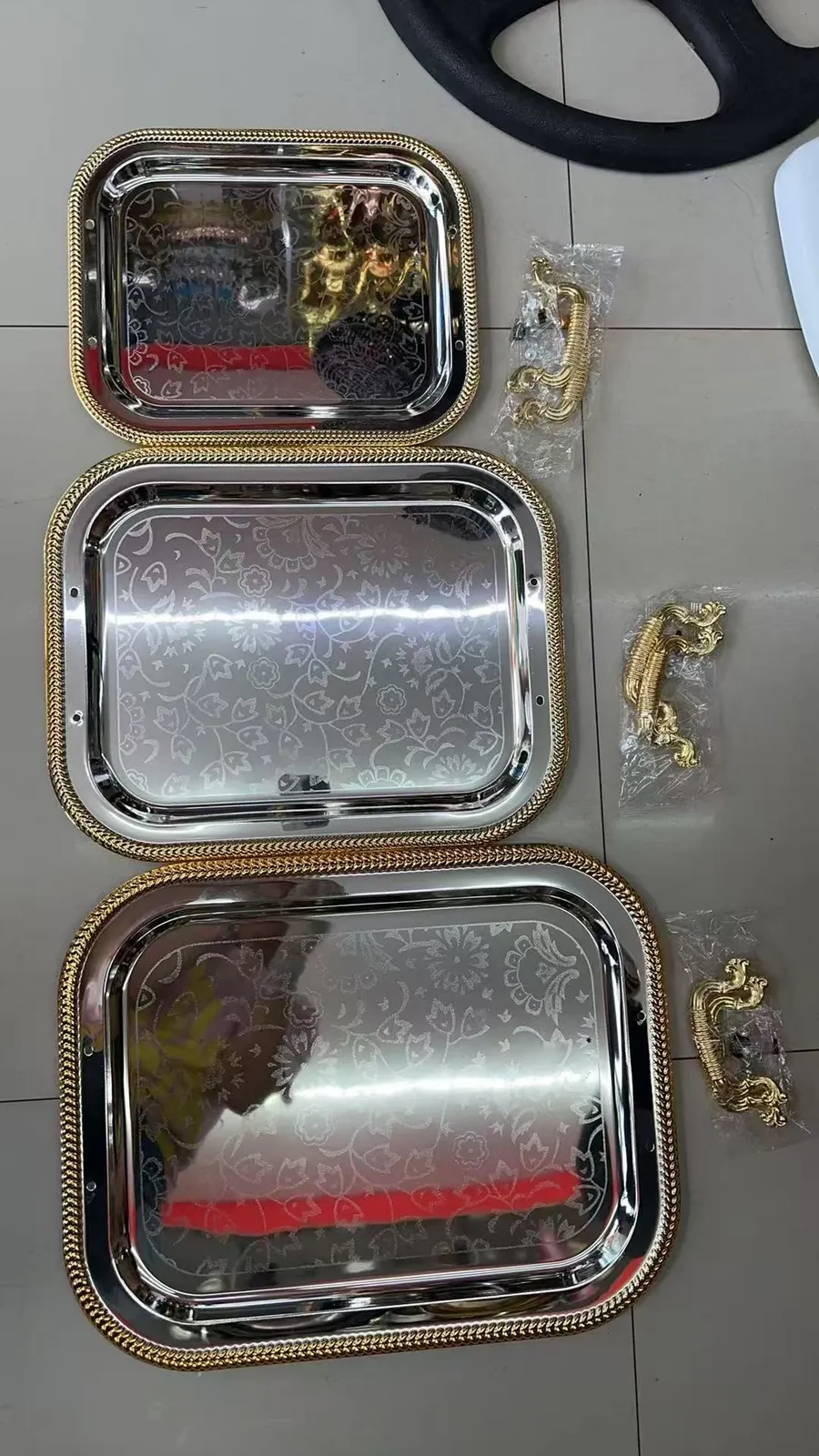 长方形铁制托盘21#花纹双色